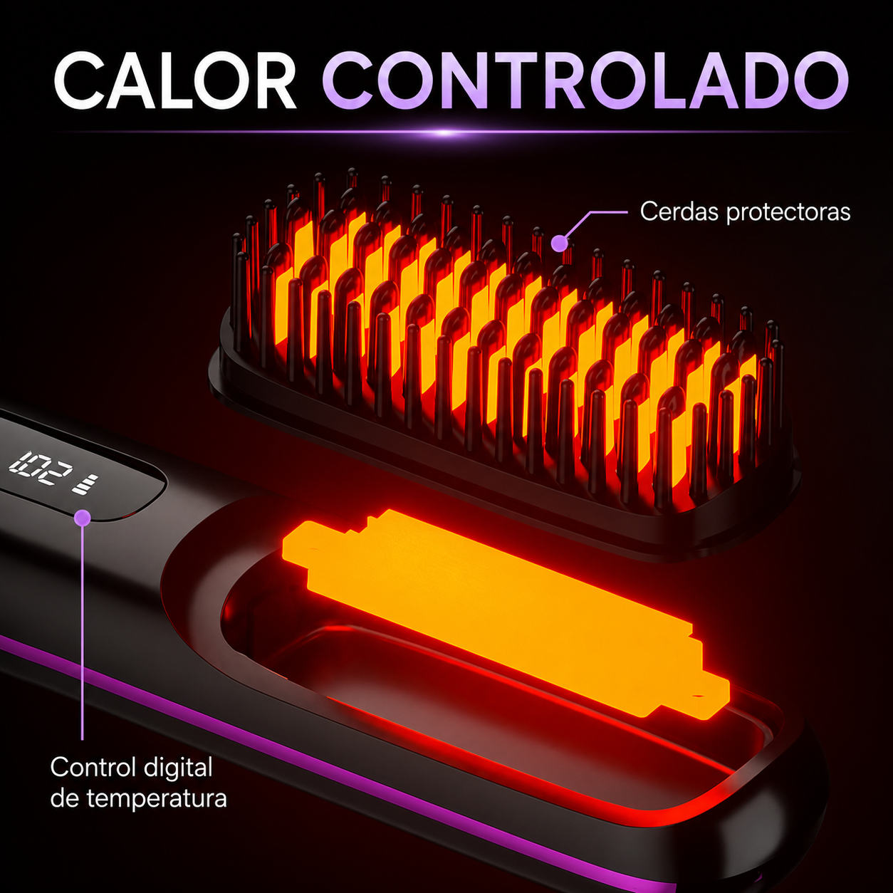 Explicación de calor controlado y cerdas protectoras de SmoothBrush